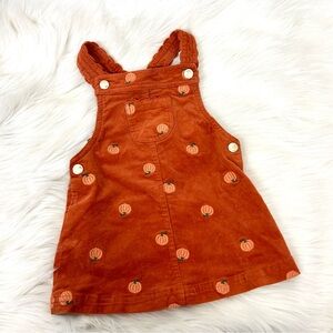 Max Studio Kids Girls Corduroy Overalls Dress Pumpkin Pattern Size 18M